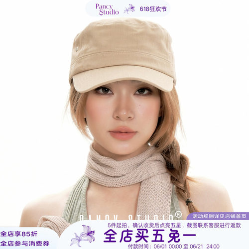 复古文艺纯色平顶帽日韩鸭舌帽
