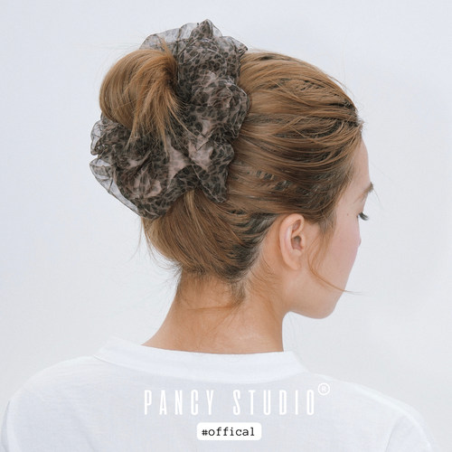 双层网纱～棕色豹纹大号发圈