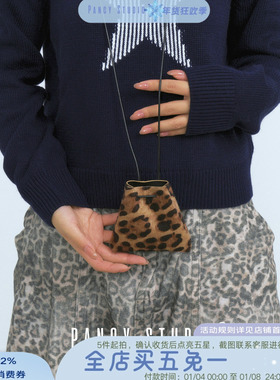 豹纹小配饰可爱皮绳挂件包零钱包