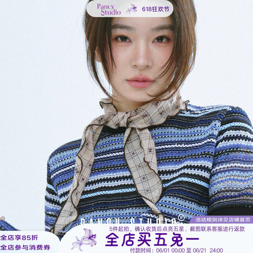 复古有品文艺波点格纹三角巾丝巾