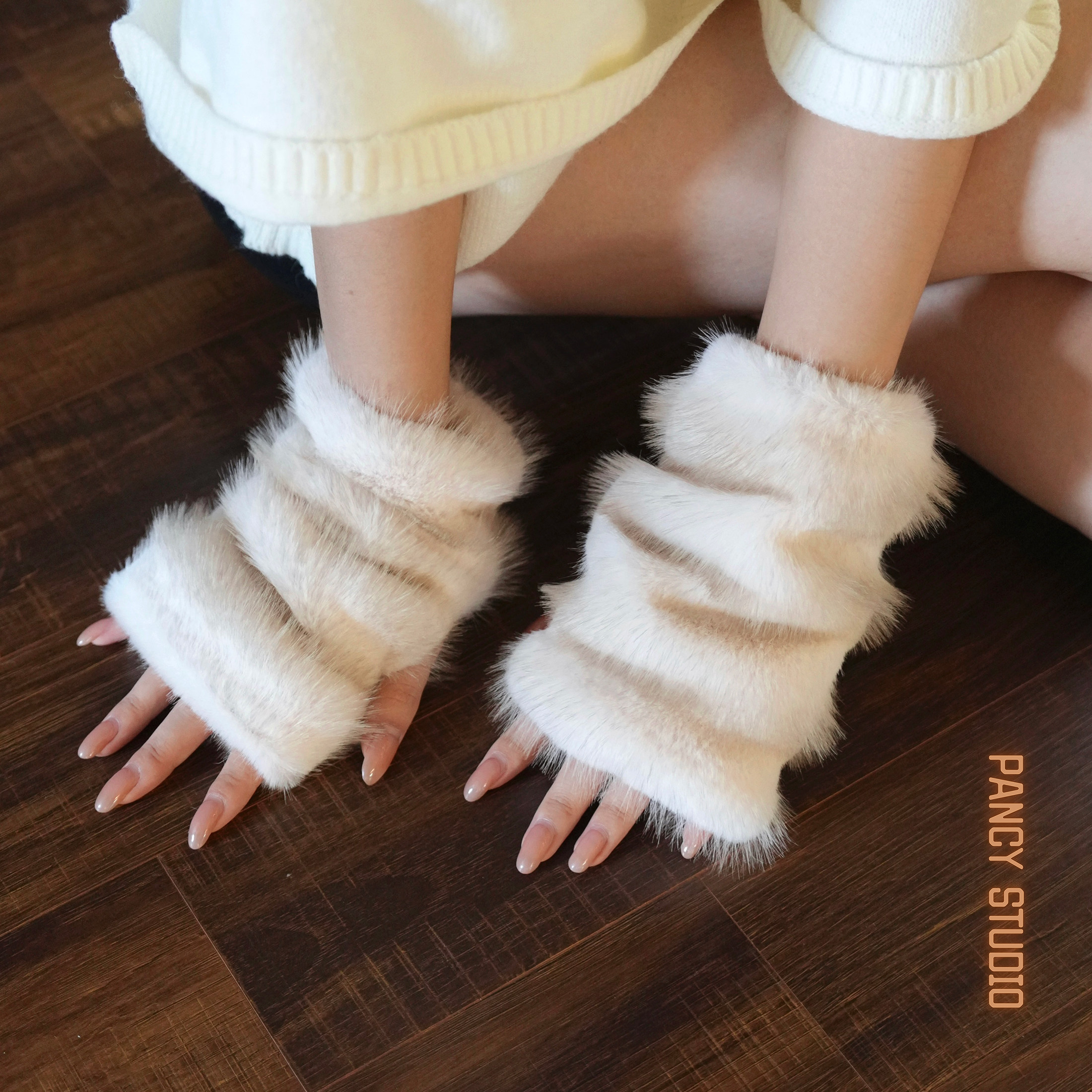 PANCY原创自制仿皮草半指手套冬季氛围感保暖毛绒露指手套可爱,服饰配件/皮带/帽子/围巾,手套,淘宝优惠券,粉丝福利购,淘宝优惠卷
