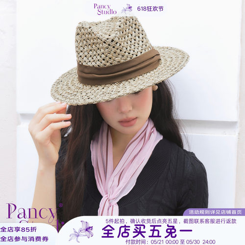 【新品88折】05/16 12:00  夏日感度假巴拿马草帽法式老钱风帽子