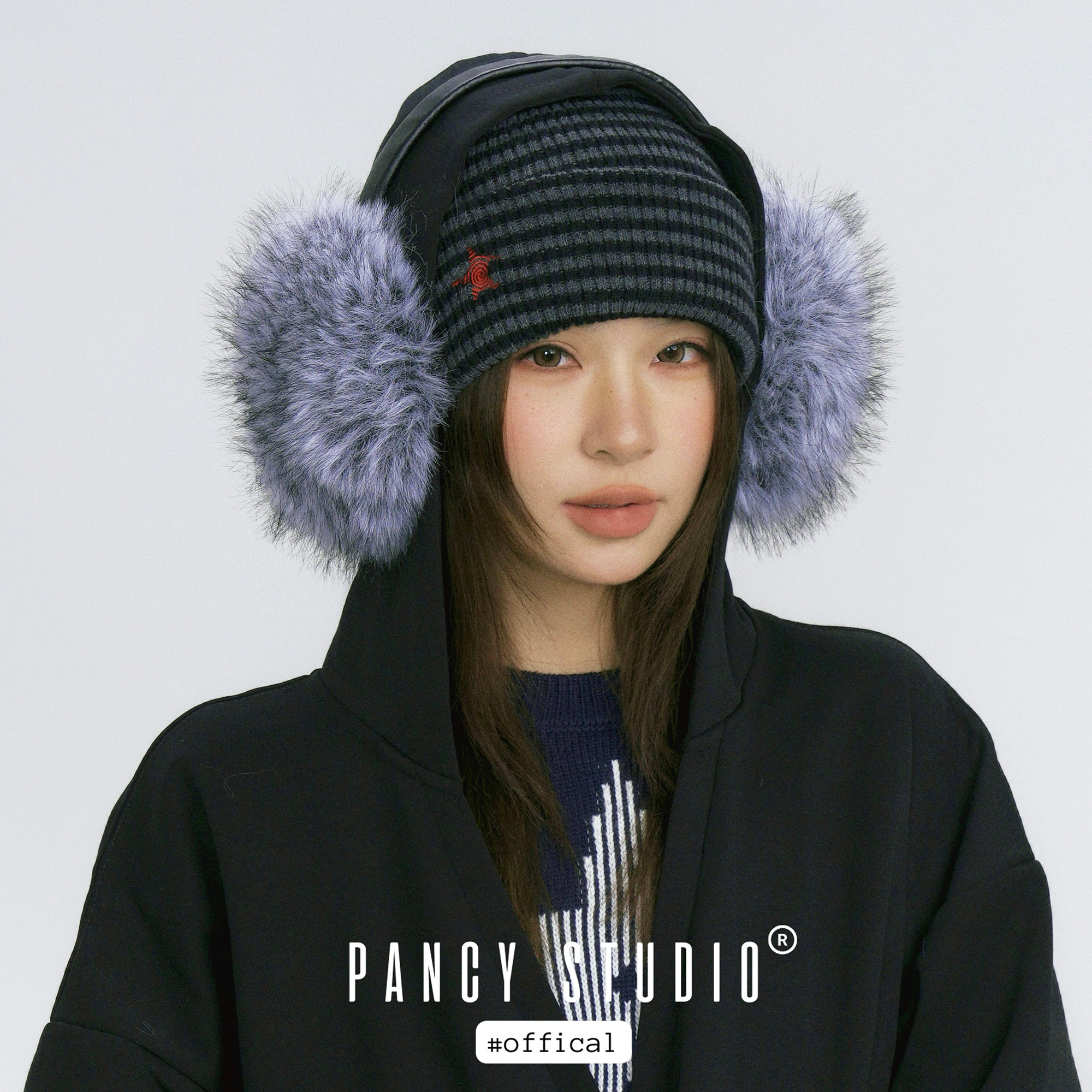 PANCY加大头围！显脸小可折叠毛绒耳罩大号蓬松保暖耳捂耳包耳暖