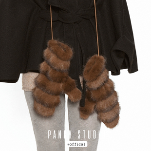 【新品85折】01/11 00:00 原创自制仿皮草挂脖毛绒连指大手套