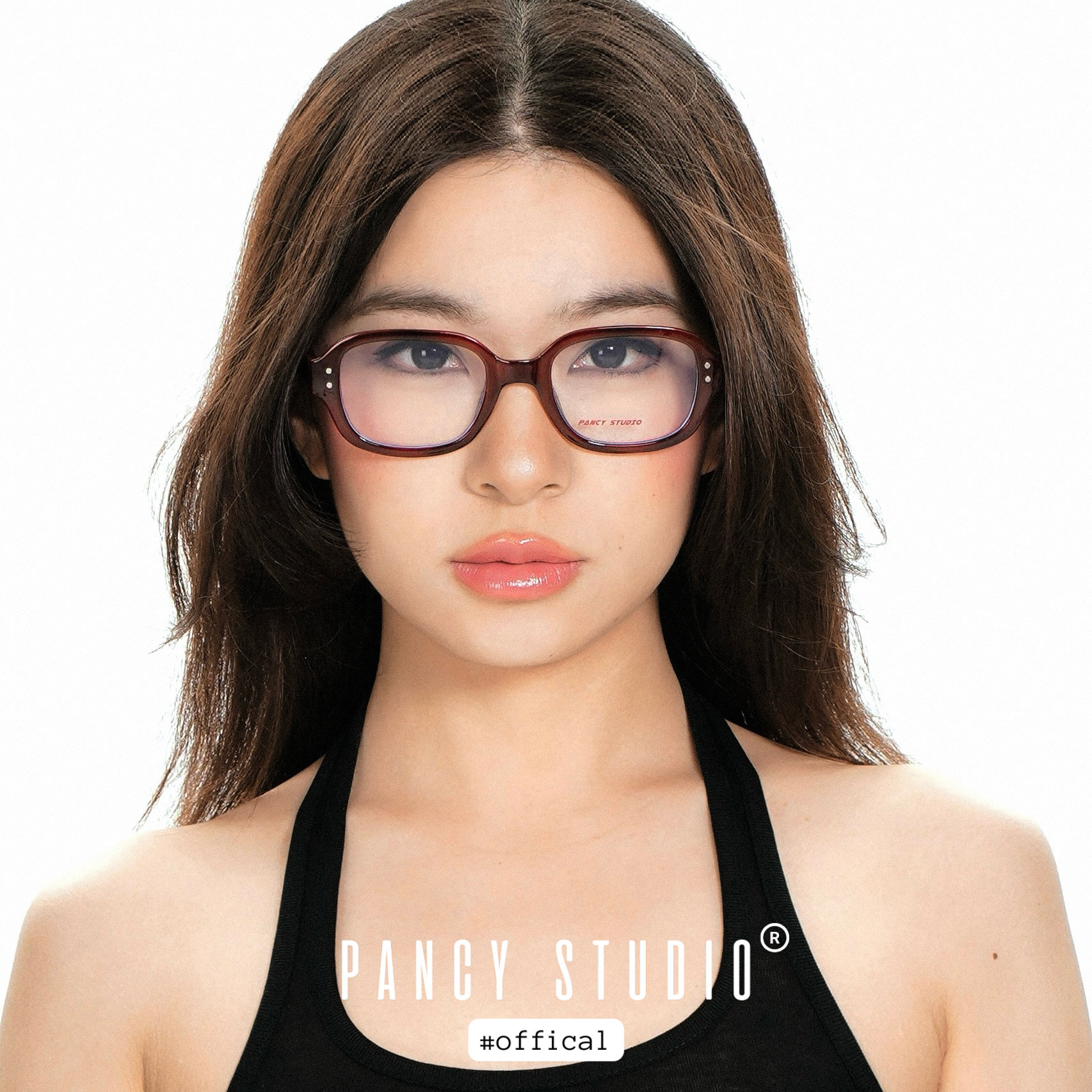 PANCY超显脸小！复古y2k大框豹纹渐变眼镜架方框素颜镜框平光镜