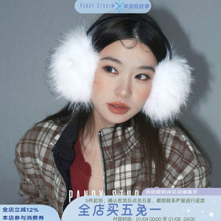 PANCY雪地氛围纯白色毛绒耳罩冬季大号耳包耳暖耳套保暖耳捂女
