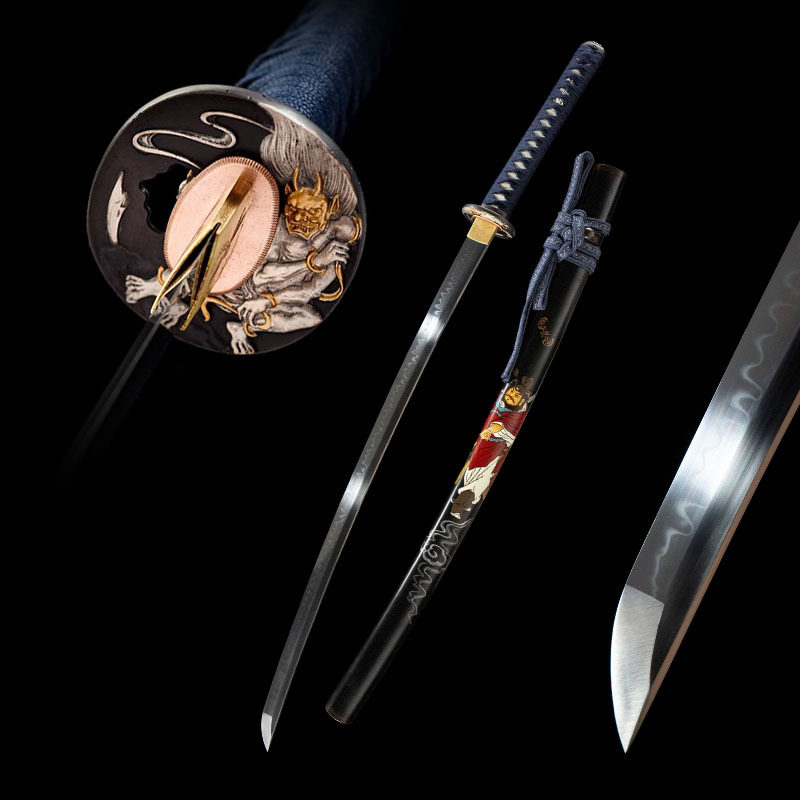 日本打刀T10钢覆土烧刃武士刃长刀一体手工龙泉刀剑katana未开刃