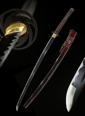 手工日本武式刀一体长刀东洋武士刃打刀黑色龙泉刀剑katana未开刃