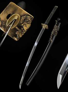 日本刀S7钢镜面黑武士刃长刀东洋居合道刀剑冷兵器katana未开刃