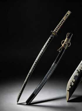 一体手工katana日本打刀龙泉东洋长刀居合刀黑色刀剑武士刃未开刃