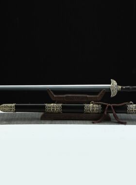 龙泉市刀剑花纹钢烧刃秦剑纯铜