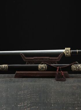 龙泉市刀剑花纹钢烧刃汉剑一体