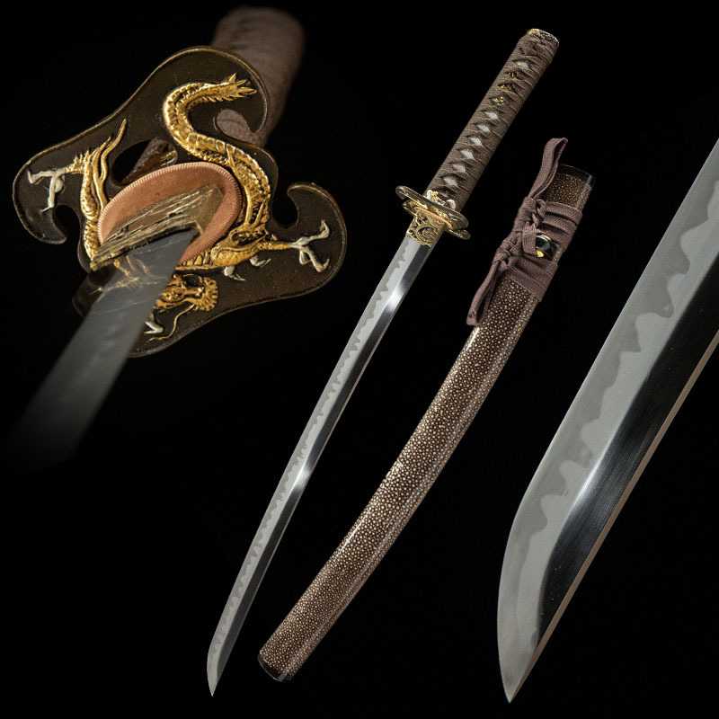 高档日本刀胁差东洋短刀覆土烧刃龙泉刀剑武士刃Wakizashi未开刃