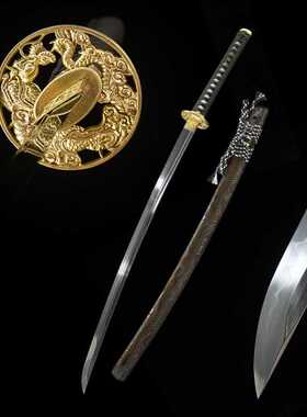 手工T10钢钢覆土烧刃日本武式刀东洋长刀打刀小乌丸katana未开刃