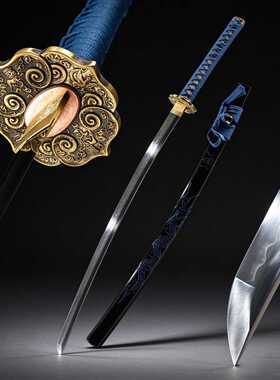 手工覆土烧刃日本打刀武士刃居合长刀雕刻龙纹刀剑收藏道具未开刃