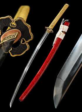 高档手工羽毛纹日本刀长款刀剑一体武士刃打刀冷兵器katana未开刃
