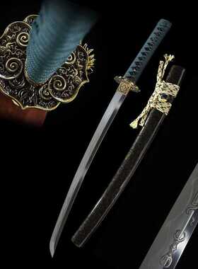 胁差短刀手工雕刻日本刀武士刃居合龙泉刀剑T8钢wakizashi未开刃