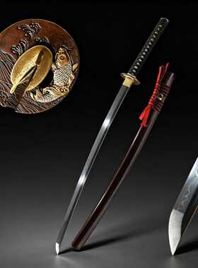 T10钢居合打刀手工锻打日本武式长刀覆土烧刃武士道katana未开刃