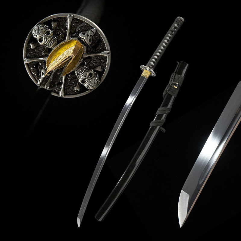 手工日本刀东洋武士刃打刀一体长刀黑色居合道龙泉刀剑武器未开刃