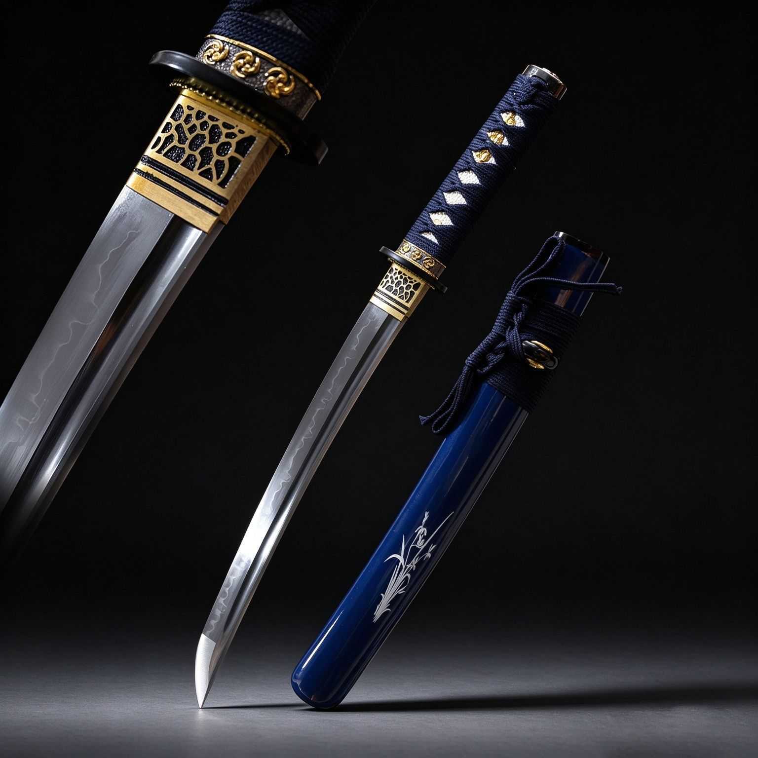 外贸手工胁差东洋短刀一体武士刃居合道覆土烧刃hamon刀剑未开刃
