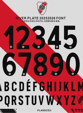 River Plate 河床2025-2026足球服号码字体cdr安装ttf素材pdf矢量