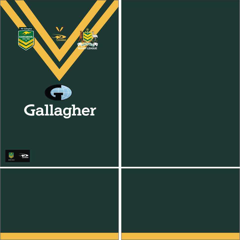 澳大利亚队 袋鼠 2024年男士球衣橄榄服矢量图案cdr服装设计素材