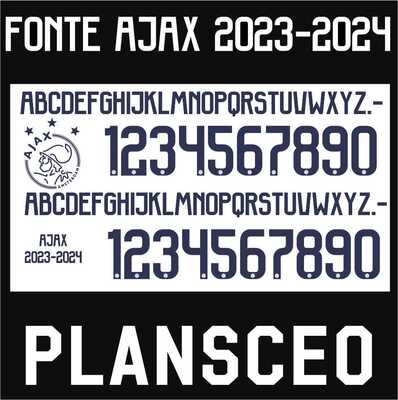 阿贾克斯 Ajax 2023-2024足球服logo号码字体矢量图案cdr设计素材