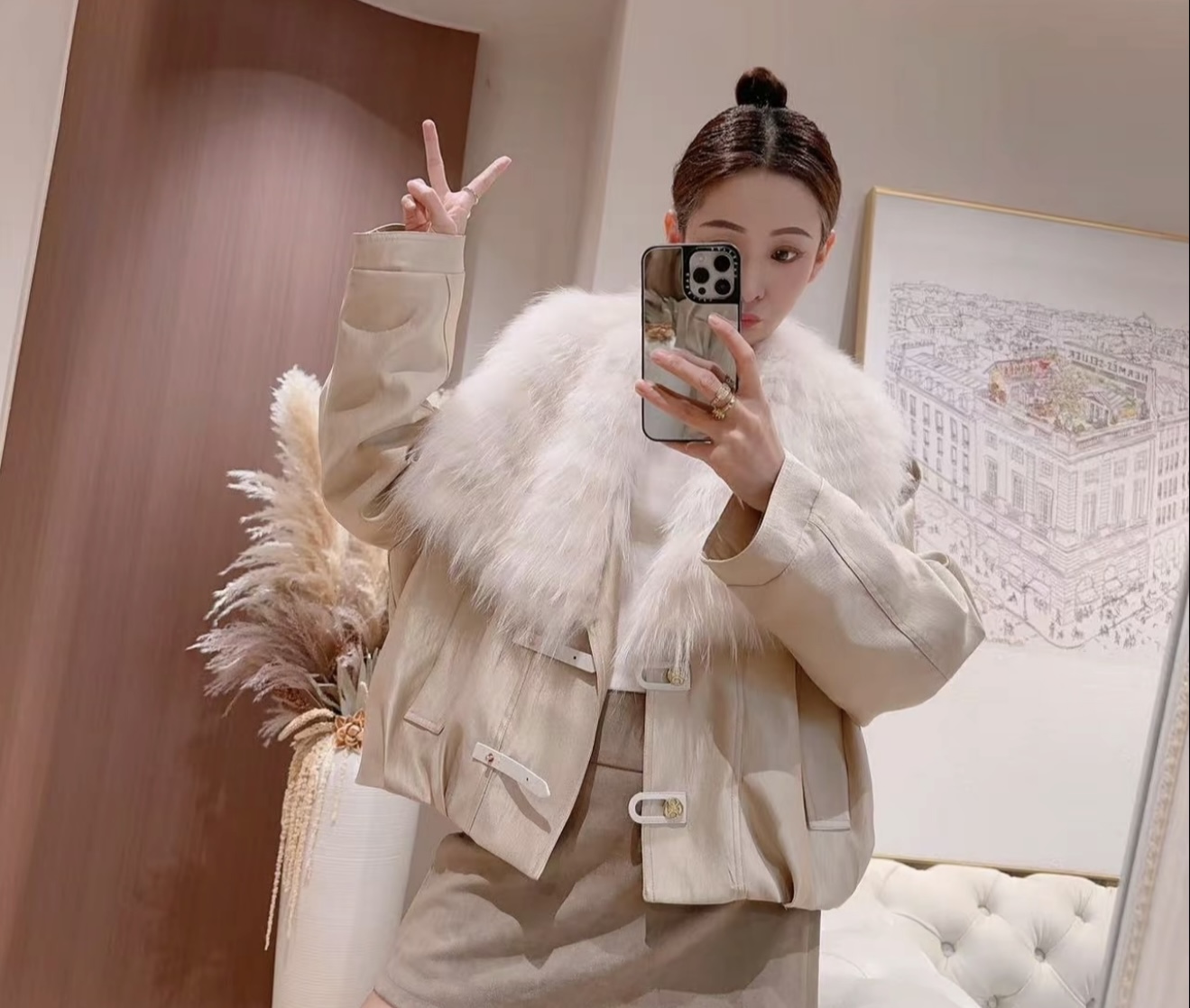 冬季新款时尚气质名媛宽松显瘦百搭休闲加厚保暖机车服皮草外套女