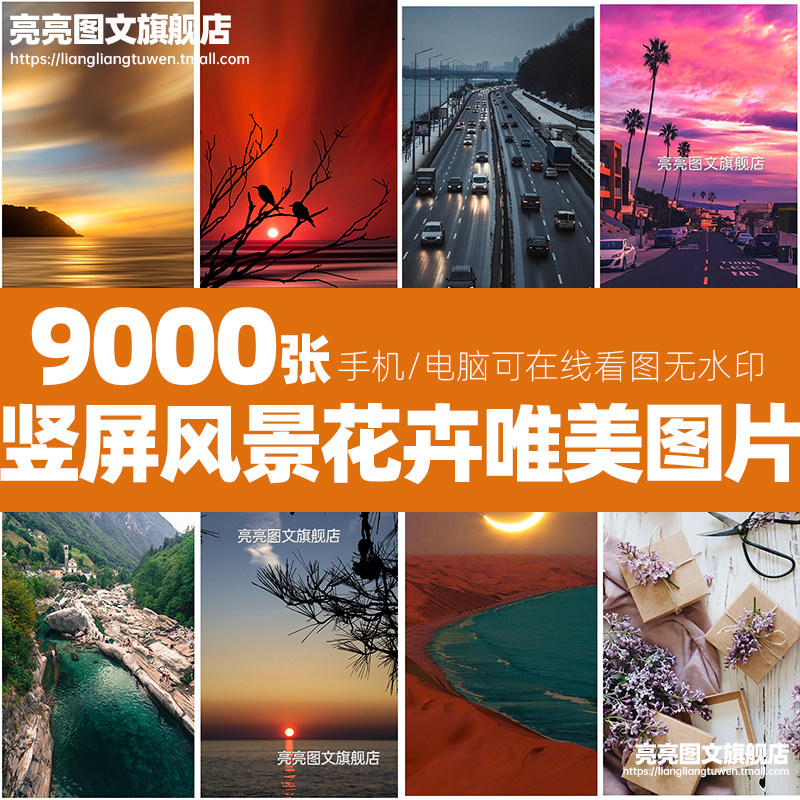 高清竖屏全屏风景图片短视频素材海景日落植物花卉唯美自媒体素材