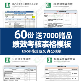 公司绩效考核表格统计Excel模板人事人力资源工作效率考勤素材