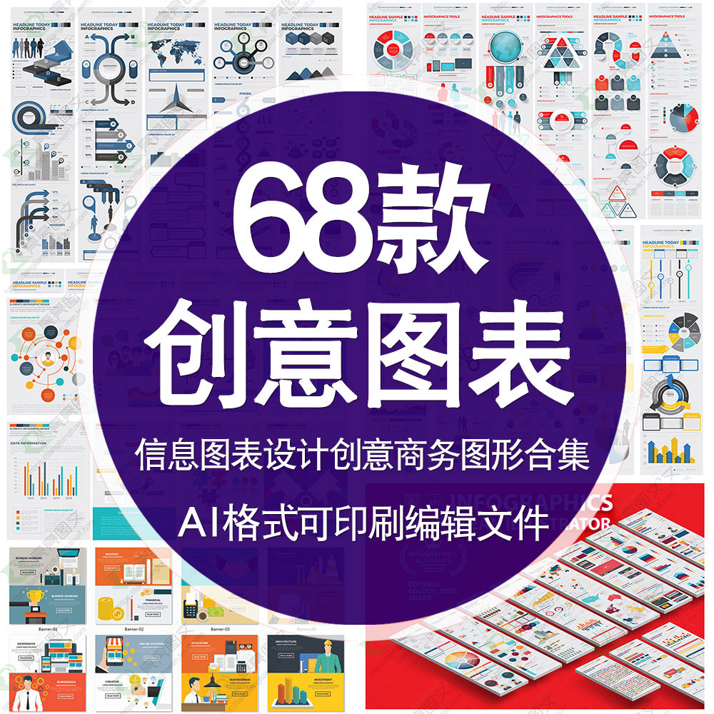 ai矢量信息图表设计创意商务图形可视化数据海报模板 PPT素材