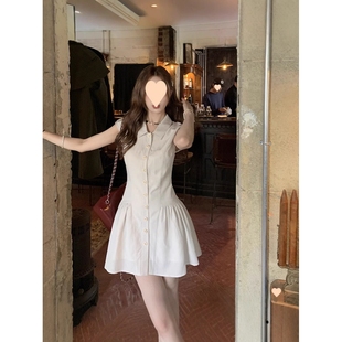 显瘦裙子女夏无袖 学生polo领连衣裙美式 辣妹修身 衬衫 新款 韩式 韩版