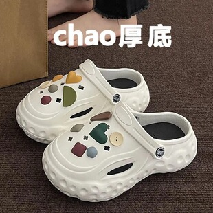 沙滩增高鞋 室外穿时尚 网红洞洞鞋 花 露趾软底凉拖鞋 凉鞋 韩式 女夏季