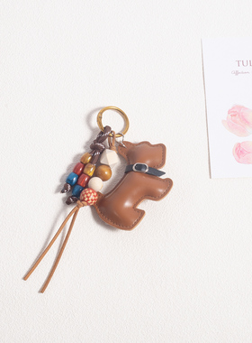 手工编织珠饰小狗公仔包包挂件钥匙扣可爱小众ins风书包背包挂饰