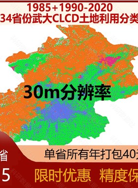 34省1985-2021连续33年土地利用分类数据CLCD（武汉大学分类）