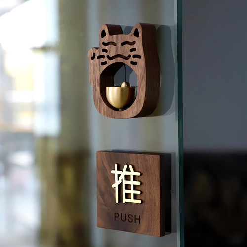 猫咪玻璃门门铃微笑猫实木门