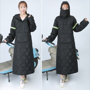 电动车挡风衣男女冬季加绒加厚防寒服外套防风衣保暖电瓶车挡风被