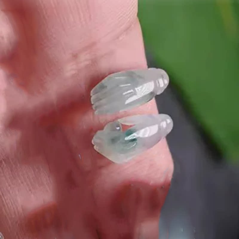 缅甸天然翡翠玉A货 冰种漂花佛手掌上明珠耳环耳坠耳饰