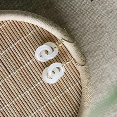 翡翠玉石环环相扣双环耳环耳坠耳饰