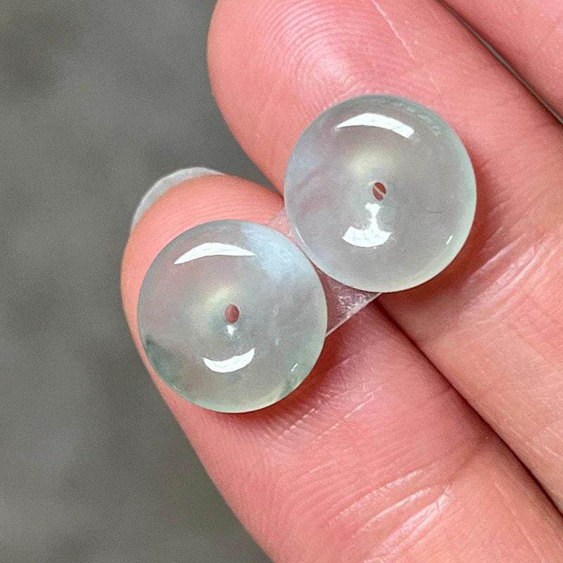 天然翡翠A货玉老坑冰种细腻飘花小怀古平安扣耳坠玉石耳环耳饰