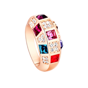 玫瑰彩金戒指女小众设计独特指环轻奢高级感彩色多巴胺方糖装饰品