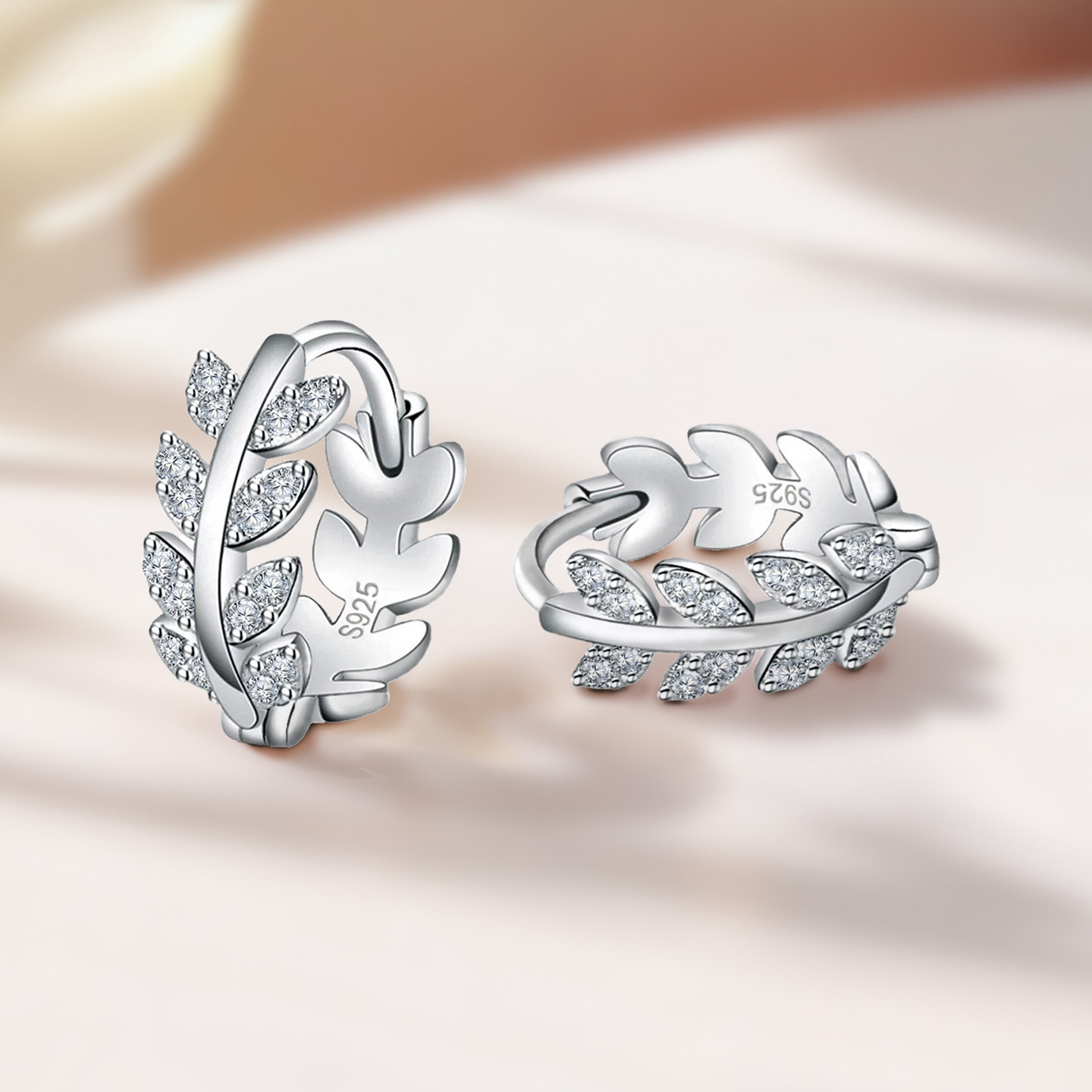 麦穗耳环女纯银耳扣小众独特耳坠高级素圈养耳洞耳钉玫瑰彩金耳饰