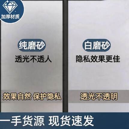 静电磨砂玻璃贴膜防偷窥浴室磨砂玻璃膜加厚遮阳窗户玻璃贴纸