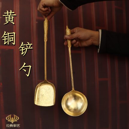 纯铜勺子铲子锅铲糖画勺老式锻打汤勺加厚饭勺纯铜家用厨房厨具