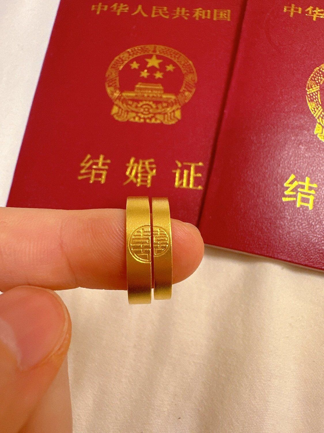 纯沙金双喜对戒活口婚嫁三金情侣耳环