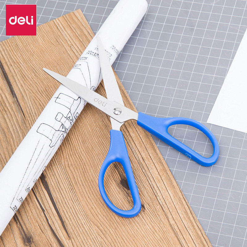 得力0603 办公锋利剪刀中号通用裁剪学生手工不锈钢美工无尖圆头安全