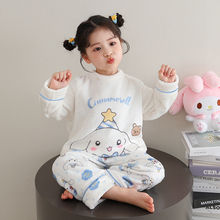 儿童睡衣玉桂狗爆款可爱宝宝男童女孩卡通珊瑚法兰绒家居服亲子装