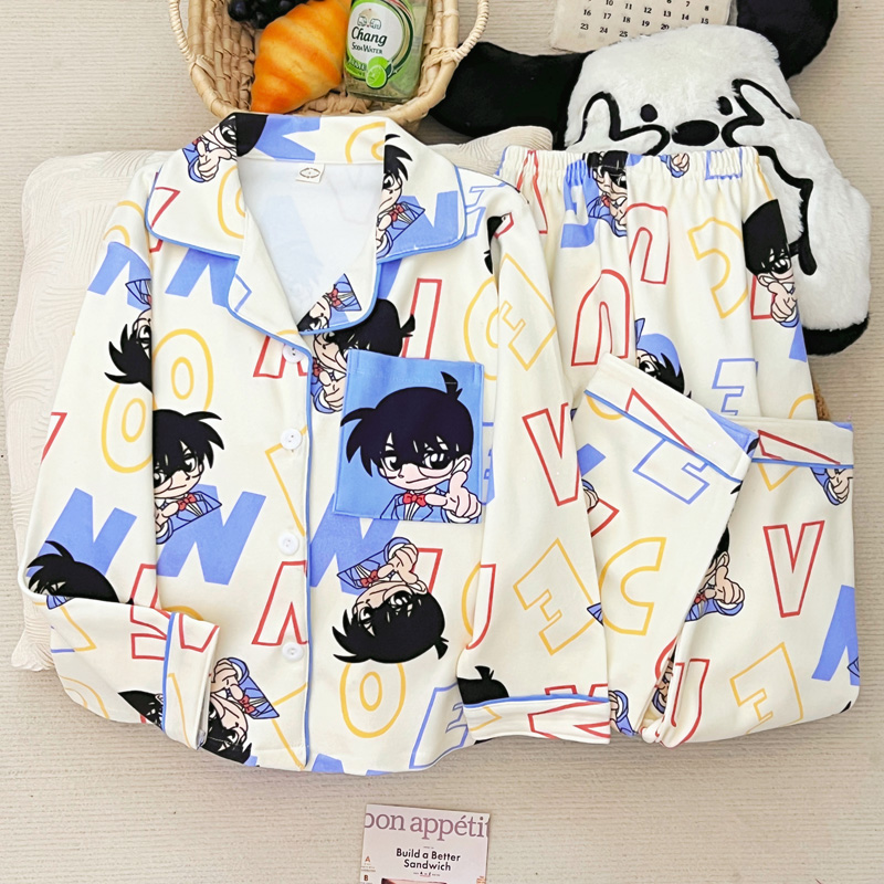 秋冬季名侦探柯南长袖儿童睡衣德绒保暖宝宝男童女孩家居服亲子装