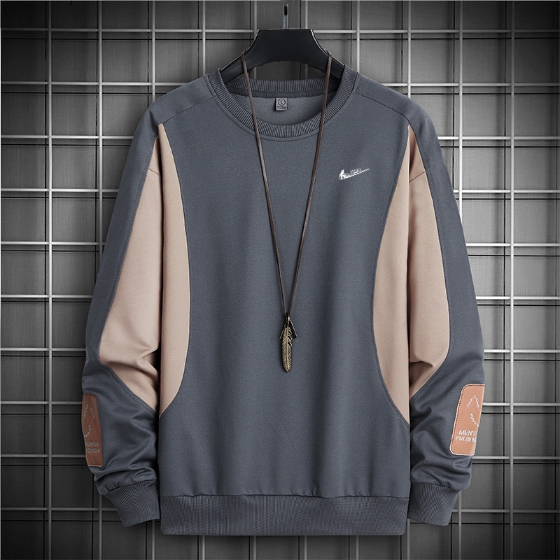 耐克顿秋冬季宽松拼接圆领卫衣男