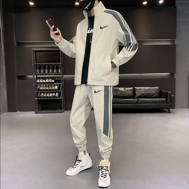 耐克顿运动套装男春秋季潮牌开衫外套休闲长裤两件套青少年运动服